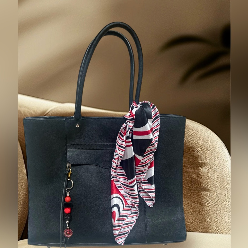 Rebecca Minkoff Leather Tote Bag with Scarf and Keychain Charm Set - Picture 8 of 8